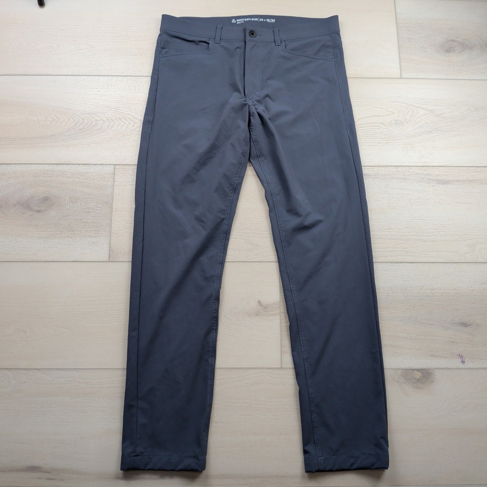 Western Rise Evolution Pant Slim Fit Blue Gray 33x32 Travel Tech Chino Mens